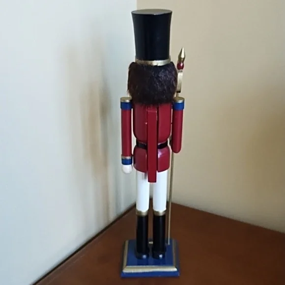 Wood Nutcracker Soldier 20 Inches Painted Solid Wood Red Blue White Black Gold - Picture 4 of 7